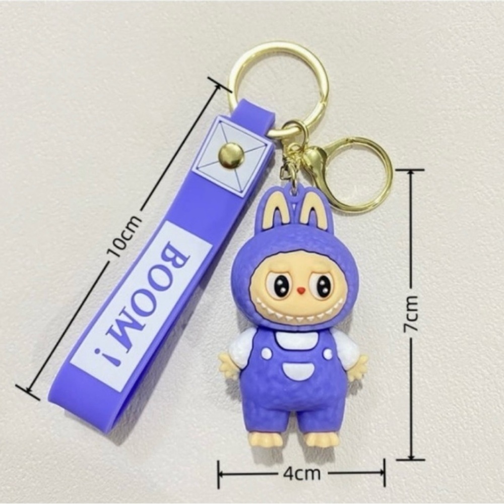 Purple Cartoon Bunny Keychain & Card Holder Wrist Strap NWOT - Picture 2 of 2